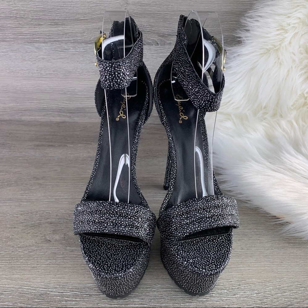 Qupid Platform Ankle Strap Open Toe Heel Size 8 - image 8